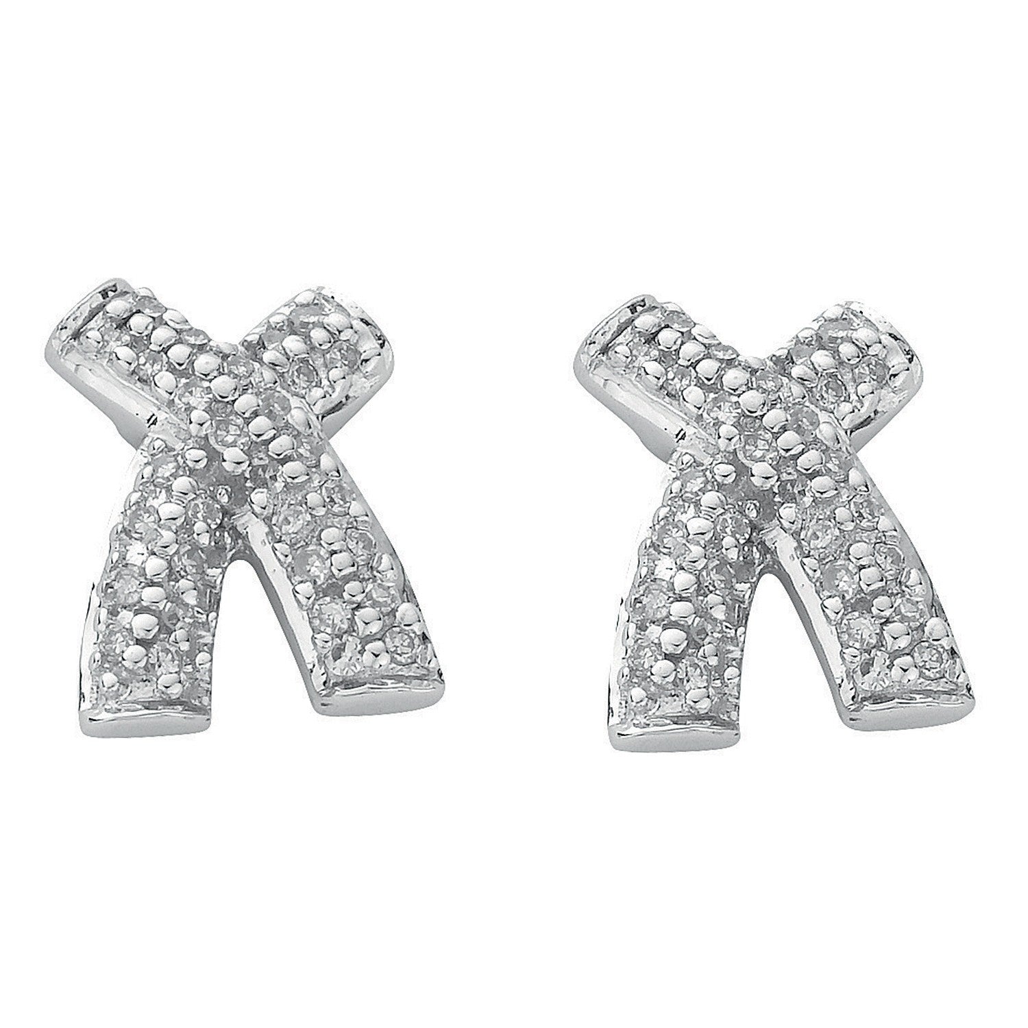 9ct White Gold 0.25ct Diamond Kiss Stud Earrings
