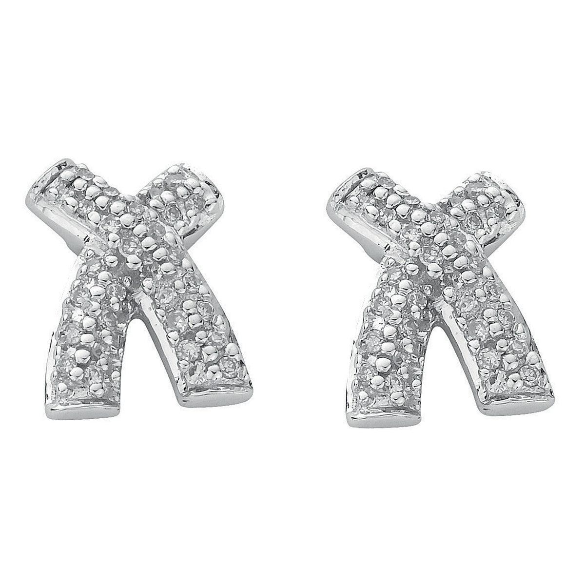 9ct White Gold 0.25ct Diamond Kiss Stud Earrings