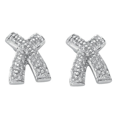 9ct White Gold 0.25ct Diamond Kiss Stud Earrings