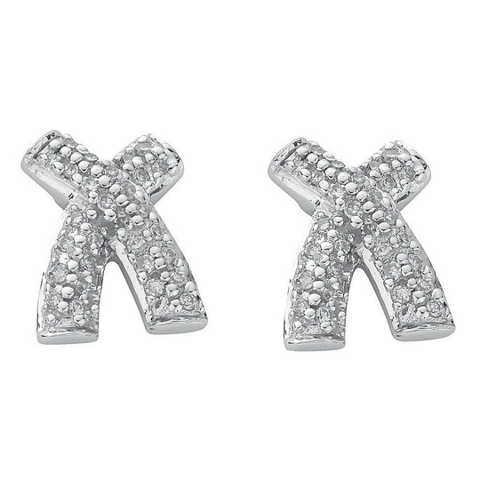 9ct White Gold 0.25ct Diamond Kiss Stud Earrings