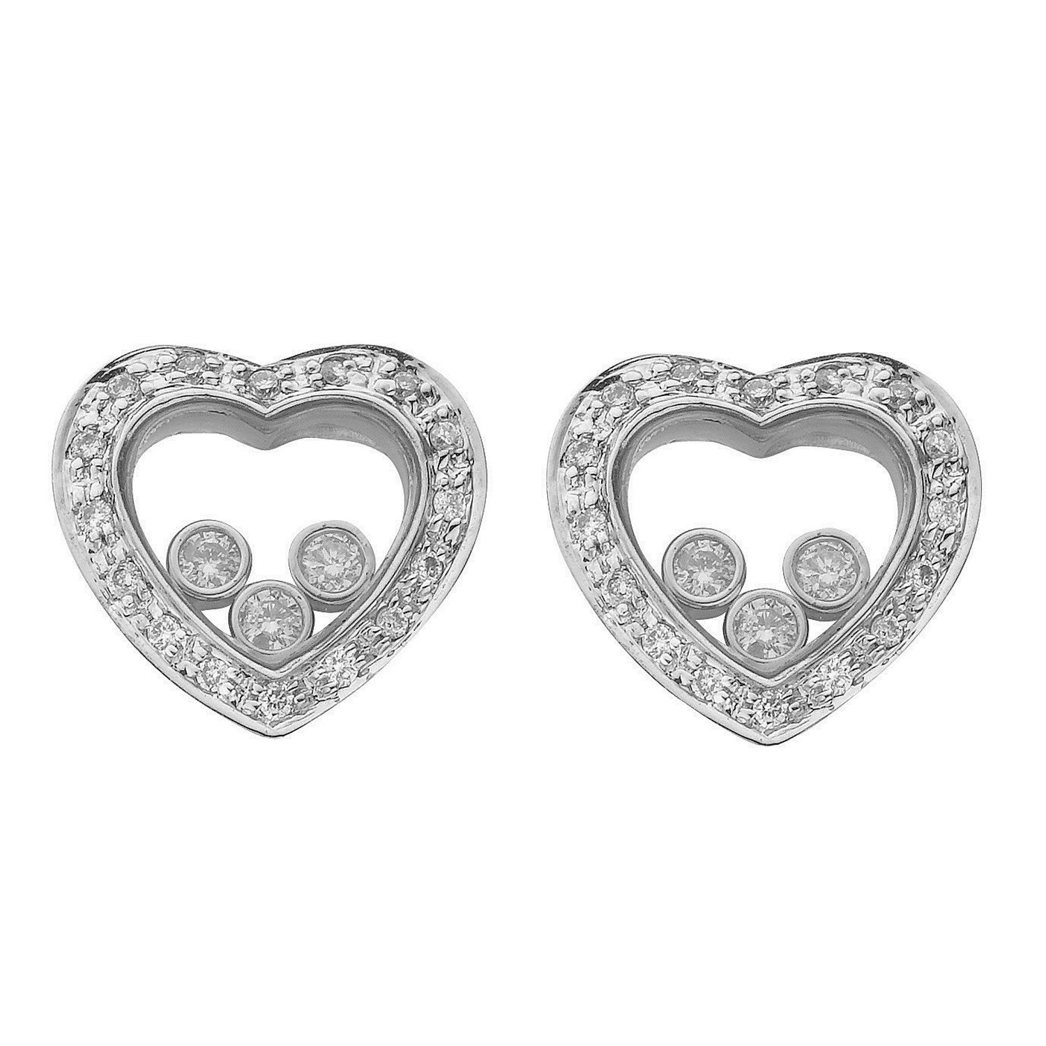 9ct White Gold 0.30ct Diamond Heart Stud Earrings