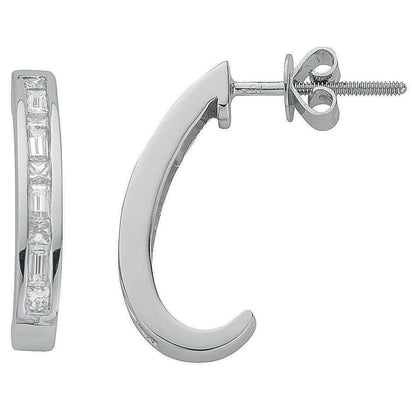 18ct White Gold 0.62ct Princess & Baguette Cut Diamond Drop Earrings