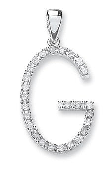 9ct White Gold 0.22ct Diamond G Initial