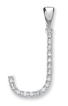 9ct White Gold 0.13ct Diamond J Initial