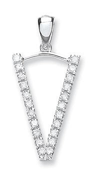 9ct White Gold 0.20ct Diamond V Initial