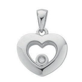 9ct White Gold Floating Diamond Heart Pendant