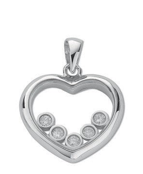 9ct White Gold 0.15ct Floating Diamond Heart Pendant