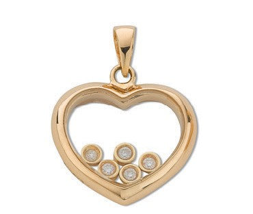 9ct Yellow Gold 0.15ct Floating Diamond Heart Pendant
