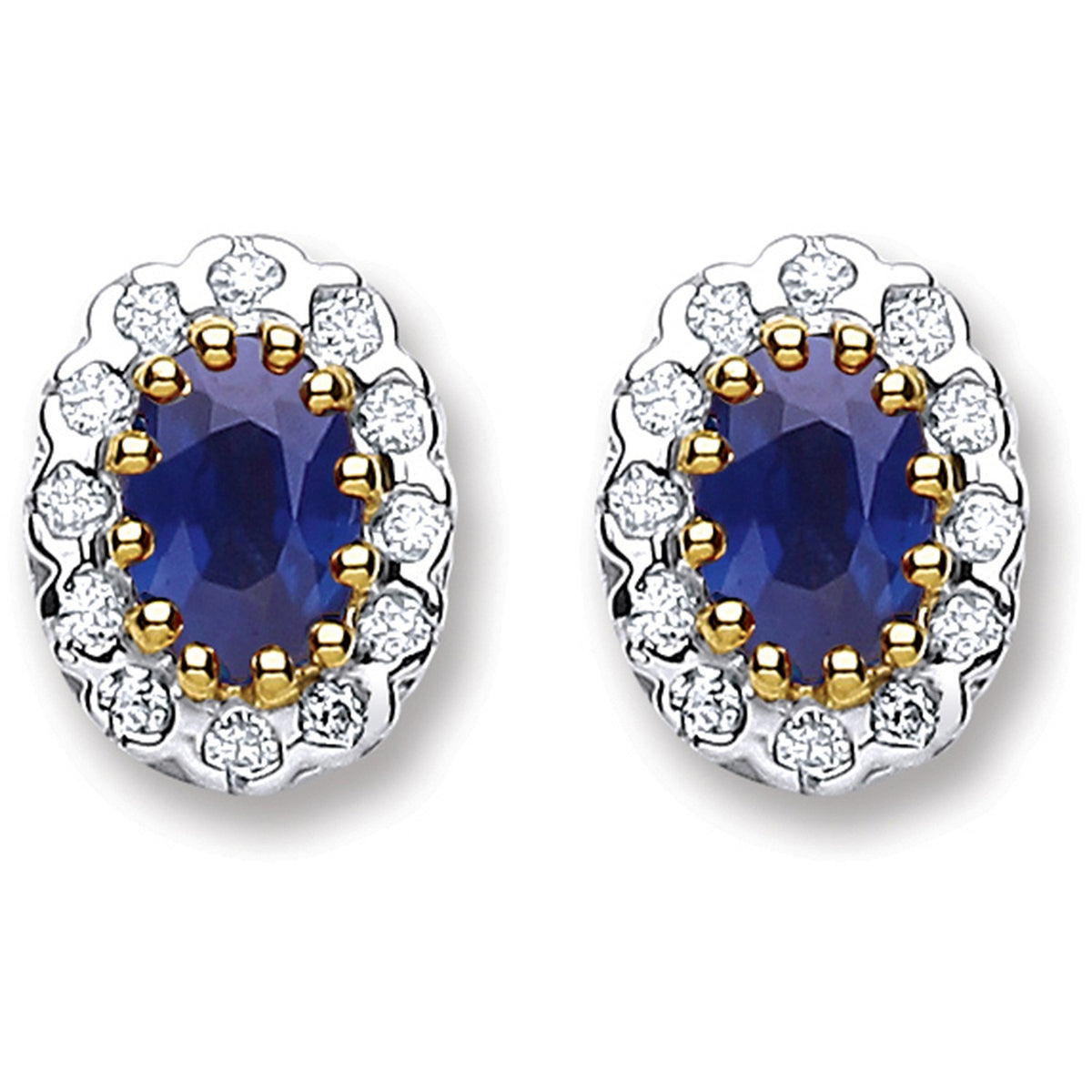 9ct Yellow Gold 0.20ct Diamond &amp; 0.90ct Sapphire Stud Earrings