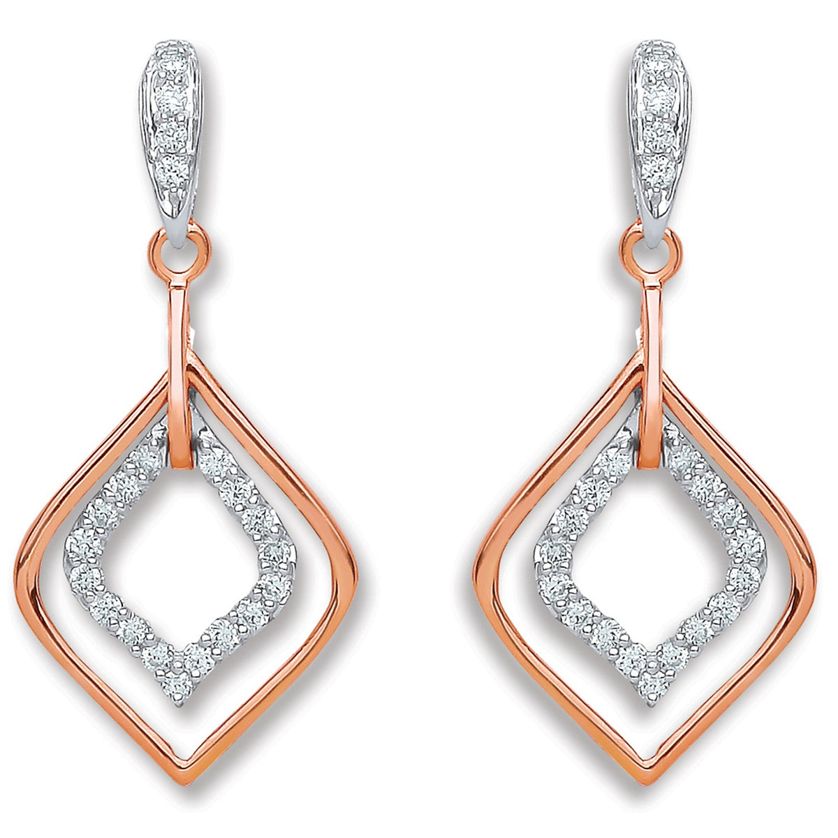 18ct Rose Gold 0.30ct Diamond Drop Earrings