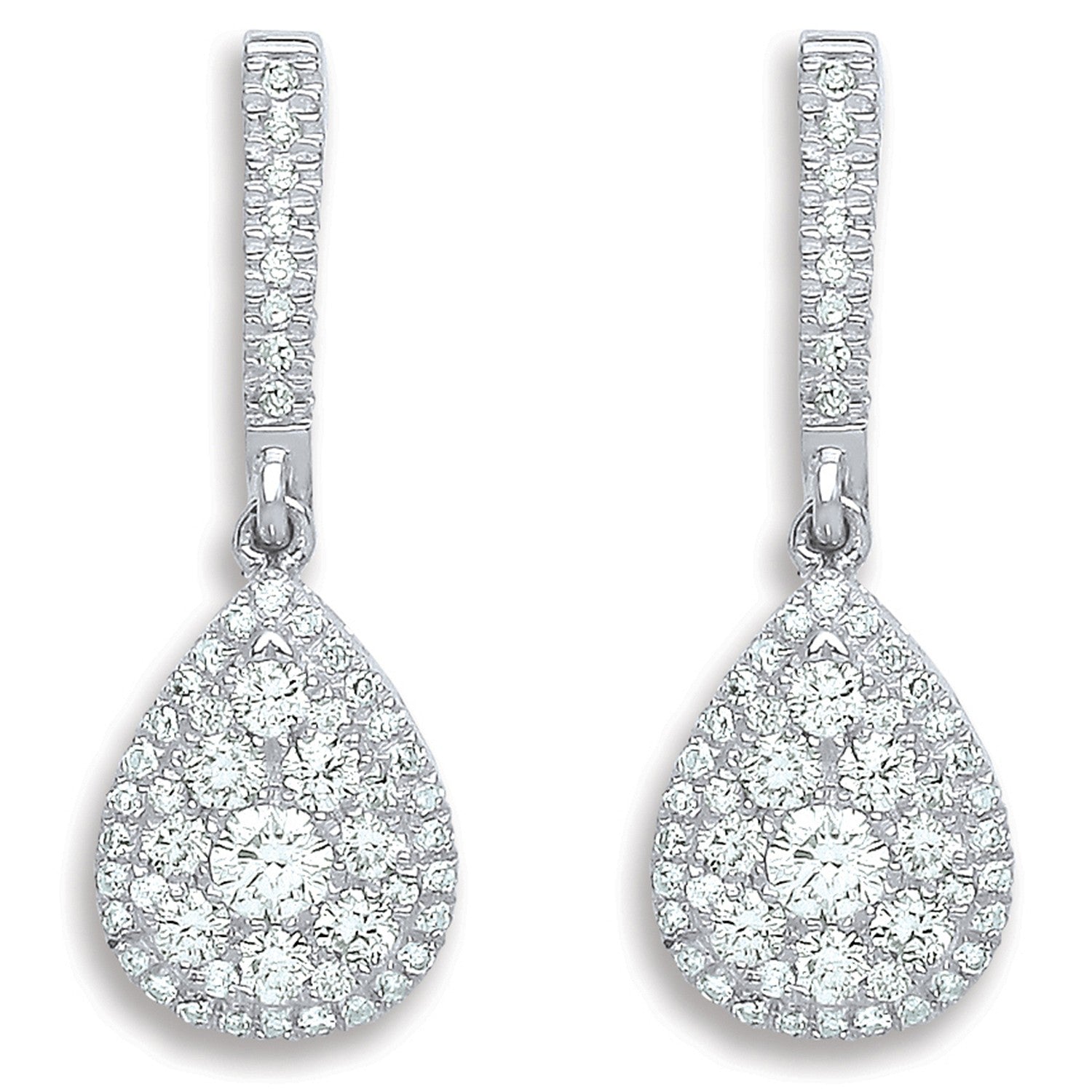 18ct White Gold 0.75ct Diamond Drop Earrings