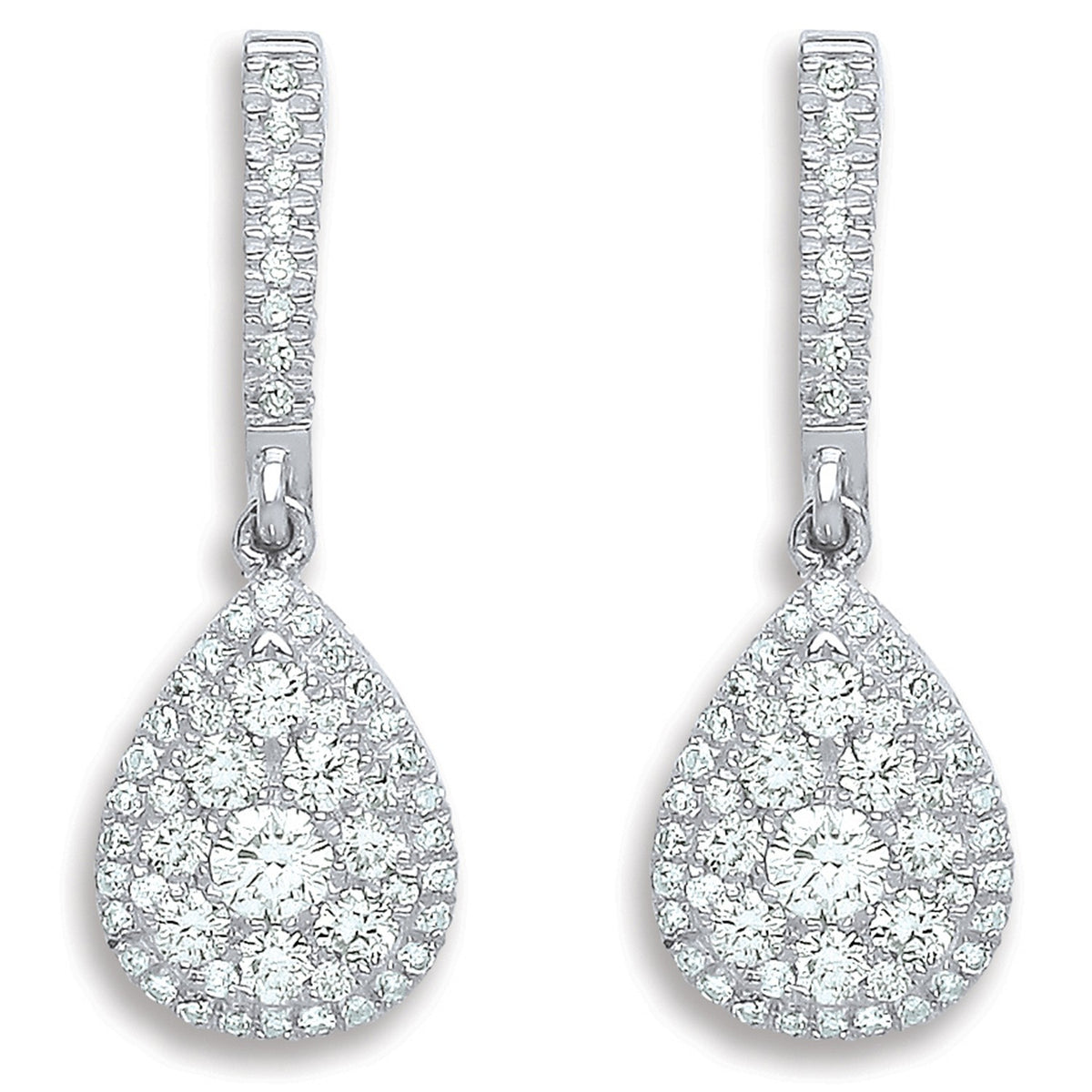 18ct White Gold 0.75ct Diamond Drop Earrings