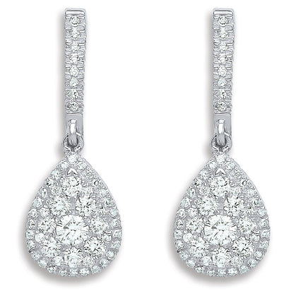 18ct White Gold 0.75ct Diamond Drop Earrings