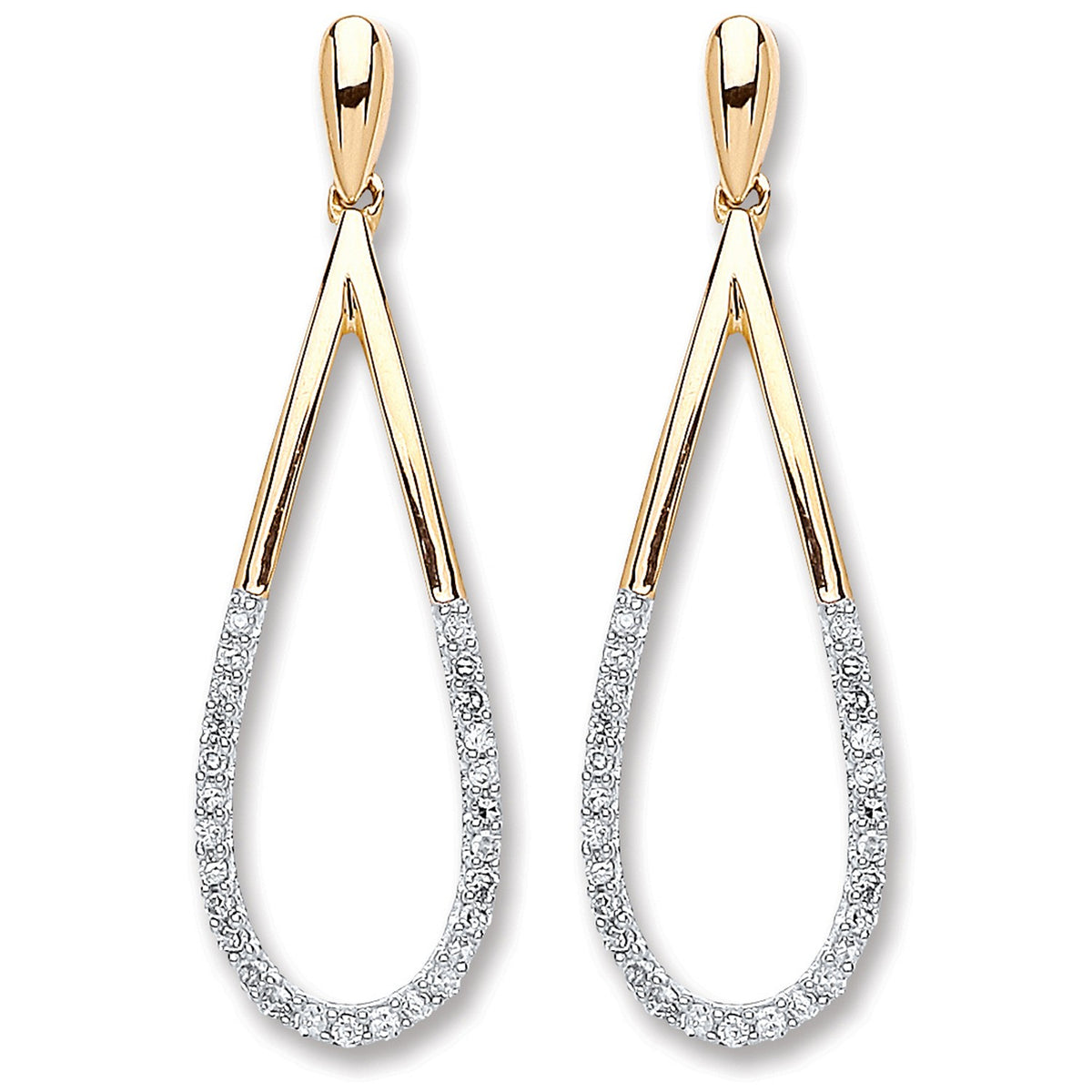 9ct Yellow Gold 0.15ct Dia Drop Earrings