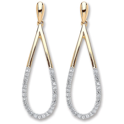 9ct Yellow Gold 0.15ct Dia Drop Earrings