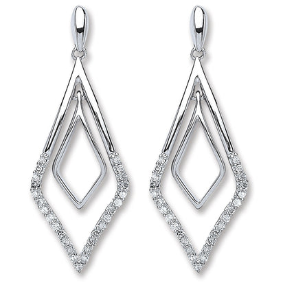 9ct White Gold 0.15ct Dia Drop Earrings
