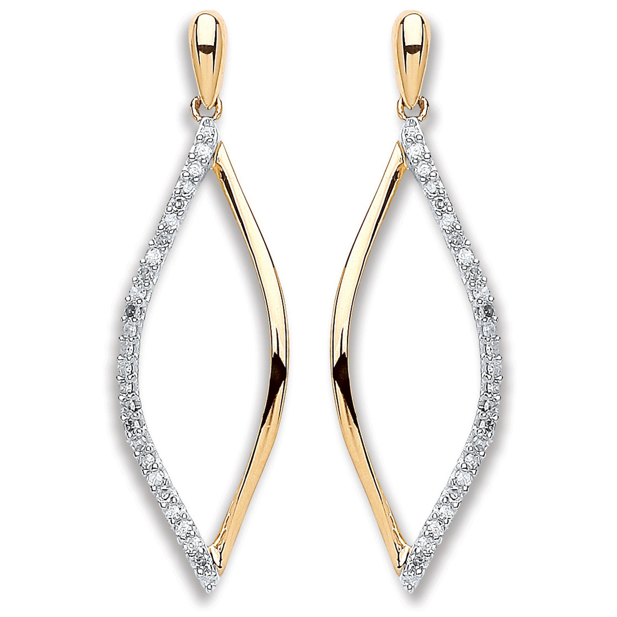 9ct Yellow Gold 0.15ct Dia Drop Earrings