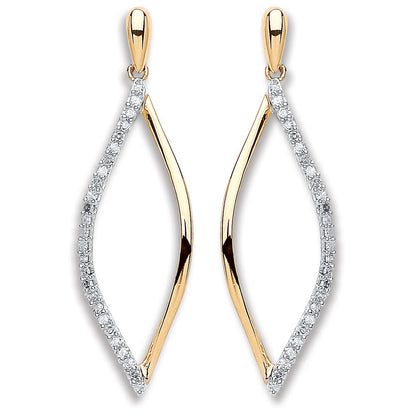 9ct Yellow Gold 0.15ct Dia Drop Earrings