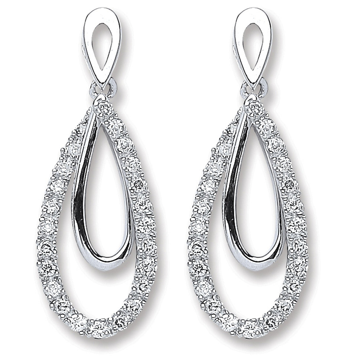 9ct White Gold 0.20ct Dia Drop Earrings