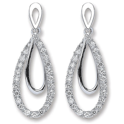 9ct White Gold 0.20ct Dia Drop Earrings