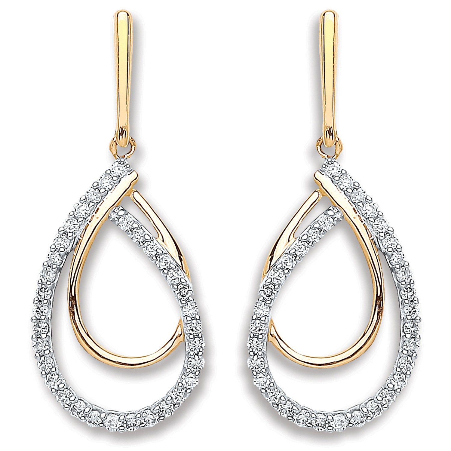 9ct Yellow Gold 0.20ct Dia Drop Earrings