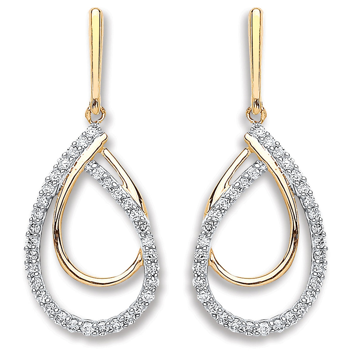 9ct Yellow Gold 0.20ct Dia Drop Earrings