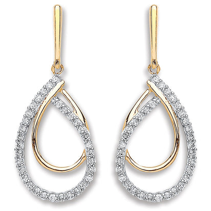 9ct Yellow Gold 0.20ct Dia Drop Earrings