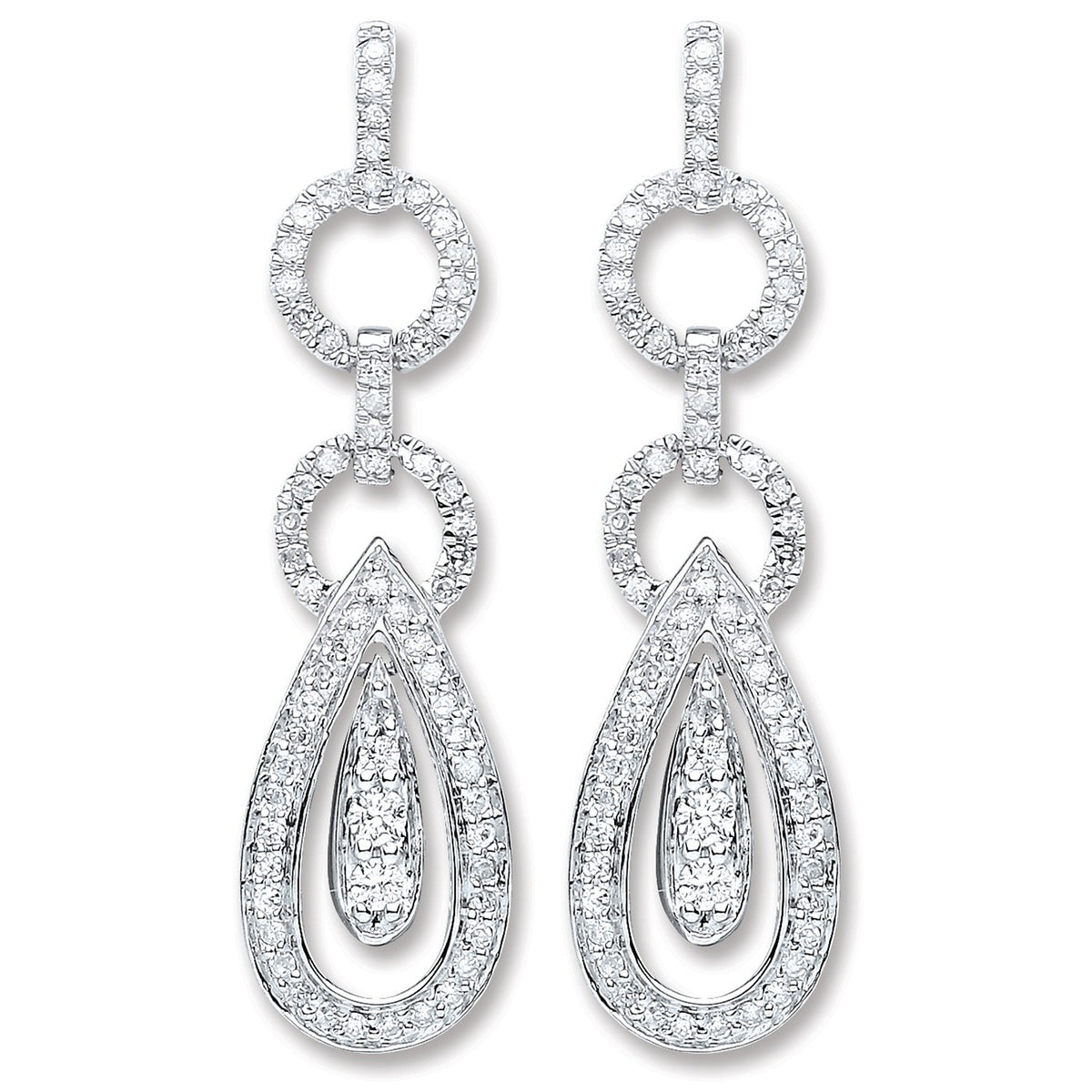 9ct White Gold 0.50ct Dia Drop Earrings