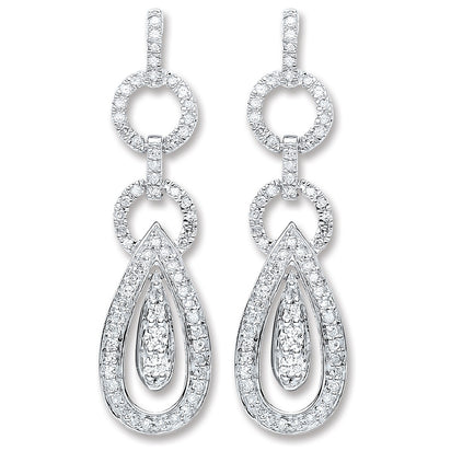 9ct White Gold 0.50ct Dia Drop Earrings