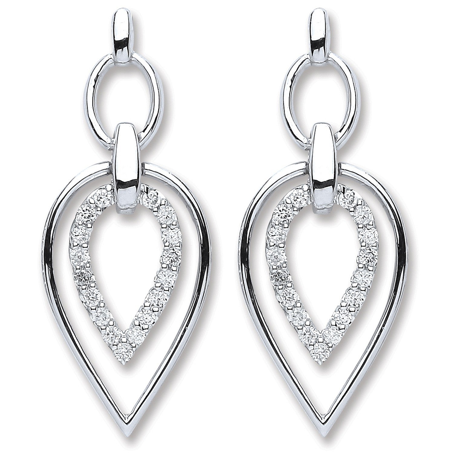 9ct White Gold 0.25ct Dia Drop Earrings