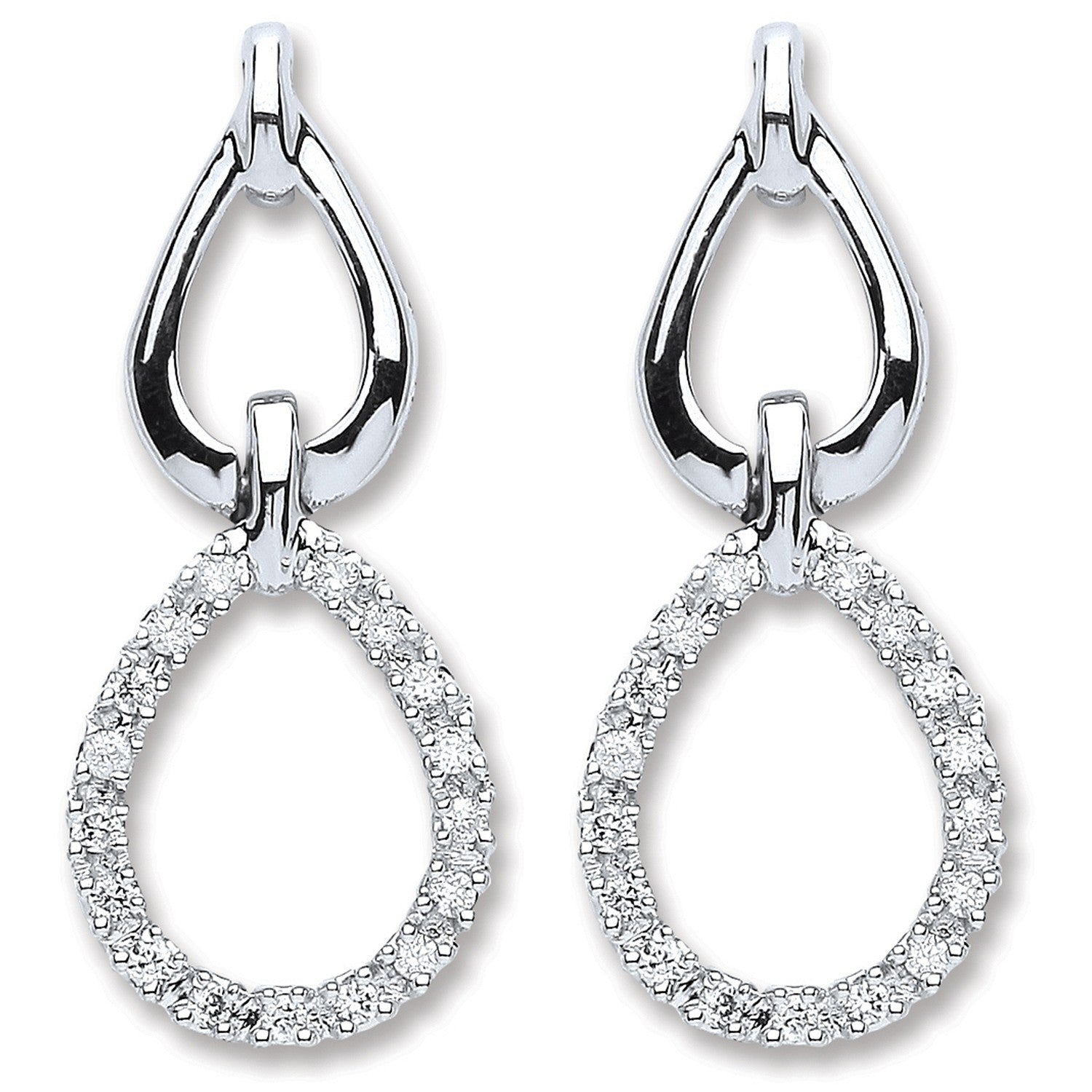9ct White Gold 0.25ct Dia Drop Earrings