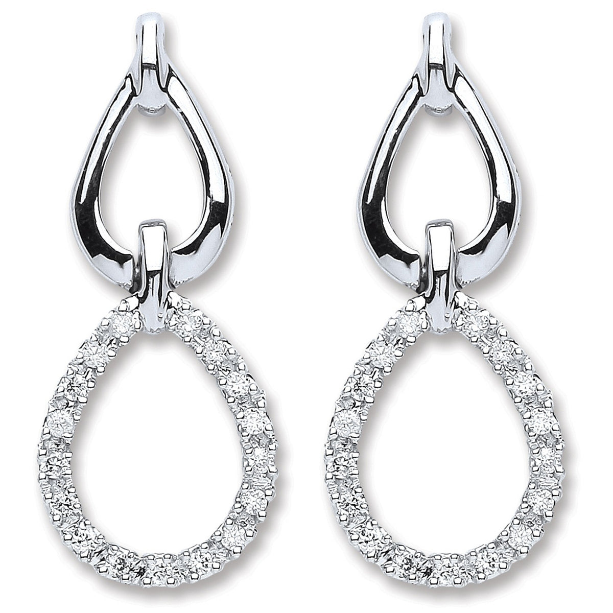 9ct White Gold 0.25ct Dia Drop Earrings