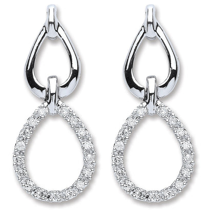 9ct White Gold 0.25ct Dia Drop Earrings