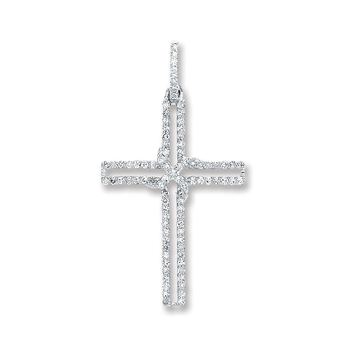 9ct White Gold 0.25ct Diamond Cross Pendant
