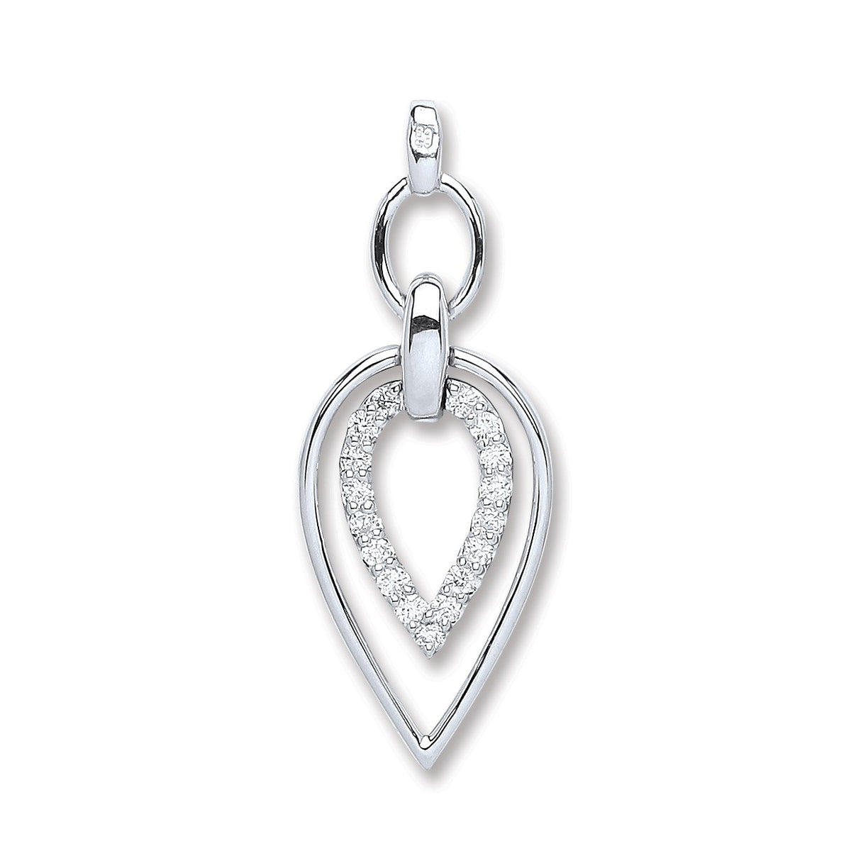 9ct White Gold 0.25ct Diamond Drop Pendant