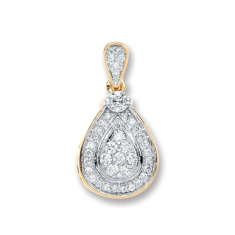 9ct Yellow Gold 0.25ct Diamond Drop Pendant