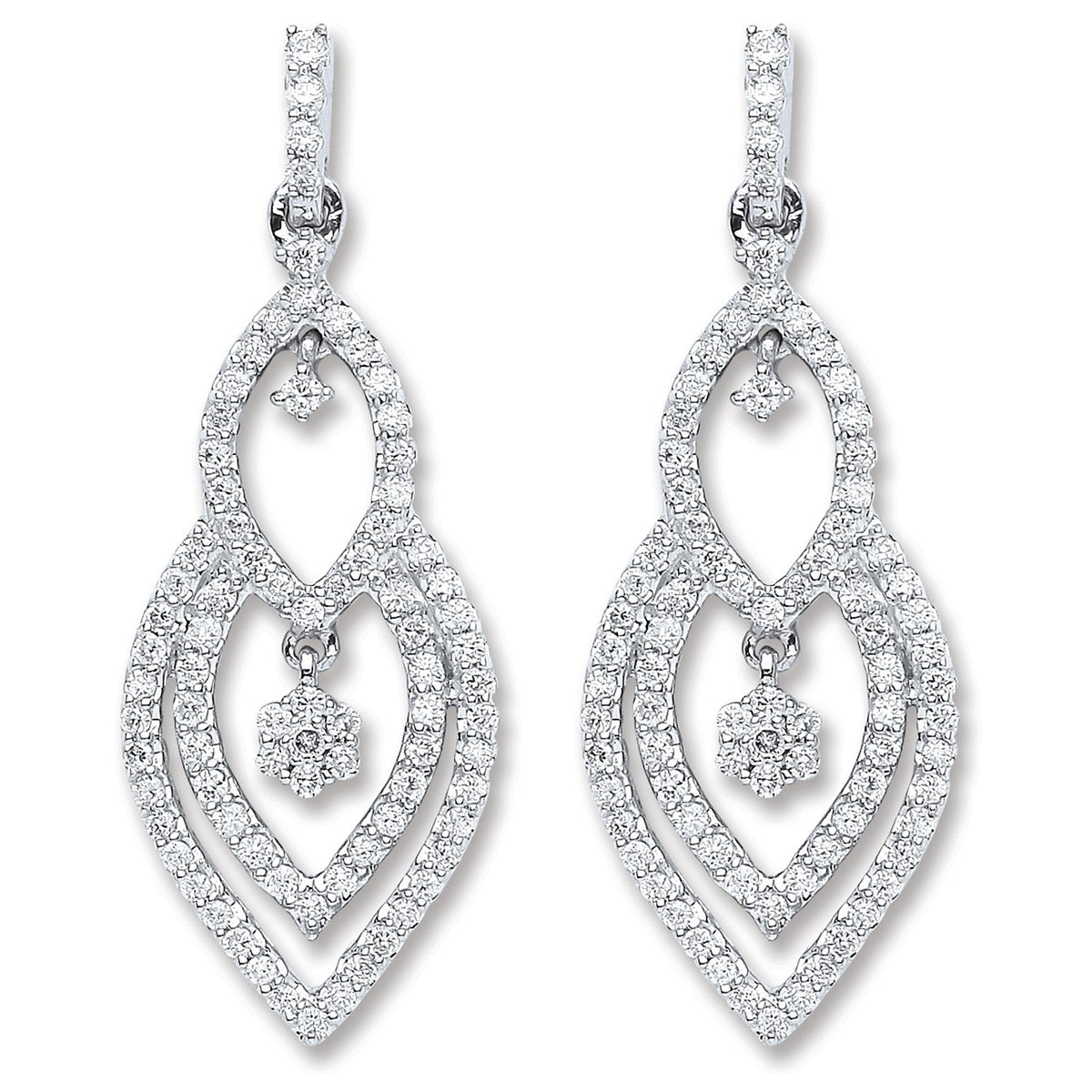 18ct White Gold 0.75ct Dia Drop Earrings