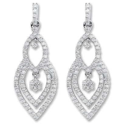 18ct White Gold 0.75ct Dia Drop Earrings