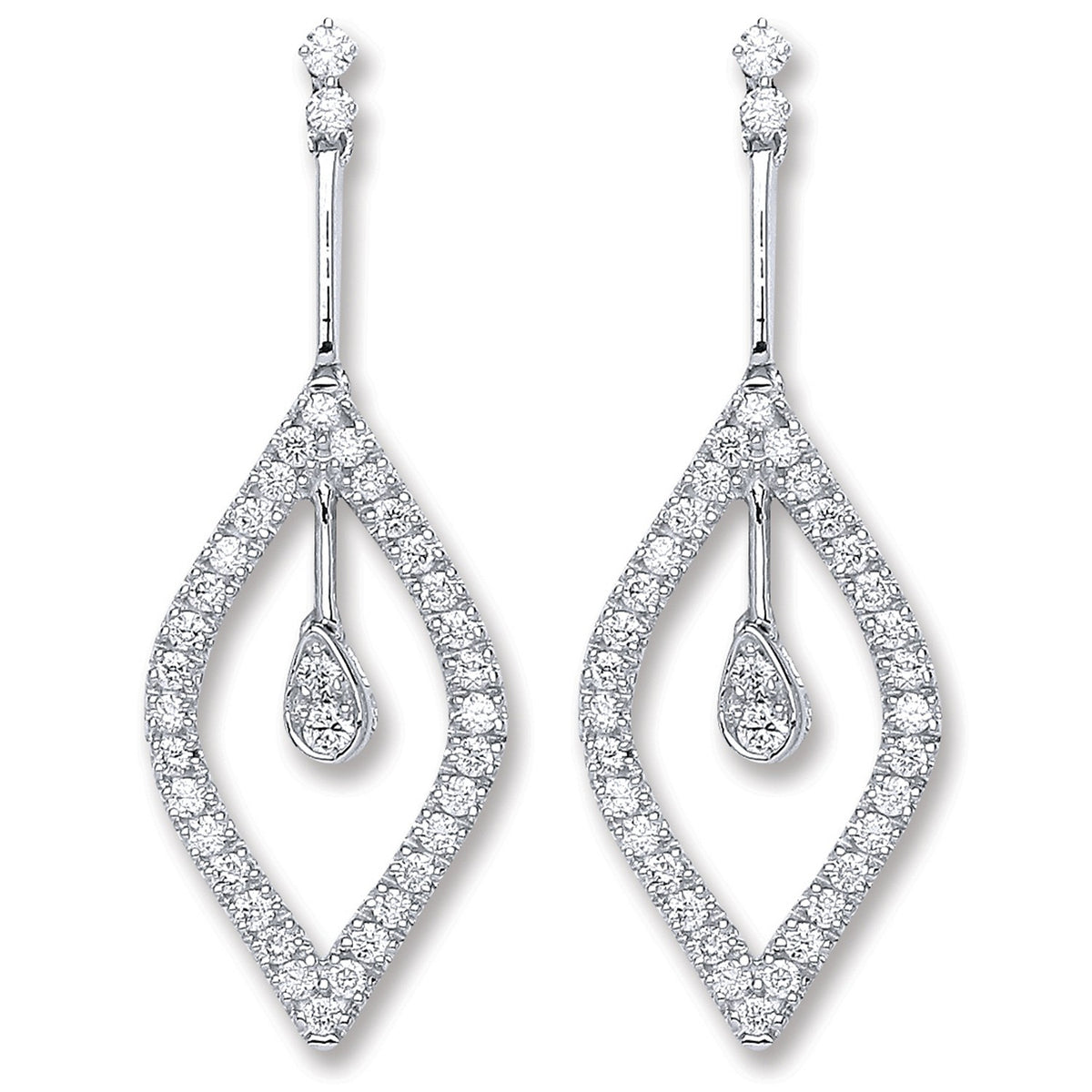 18ct White Gold 0.80ct Dia Drop Earrings