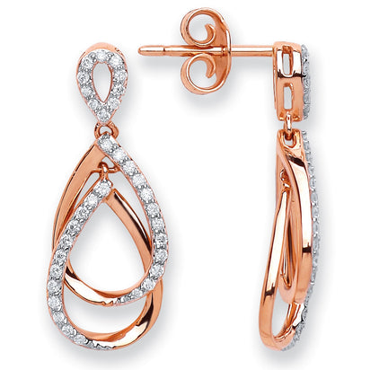 18ct Rose Gold 0.30ct Dia Drop Earrings