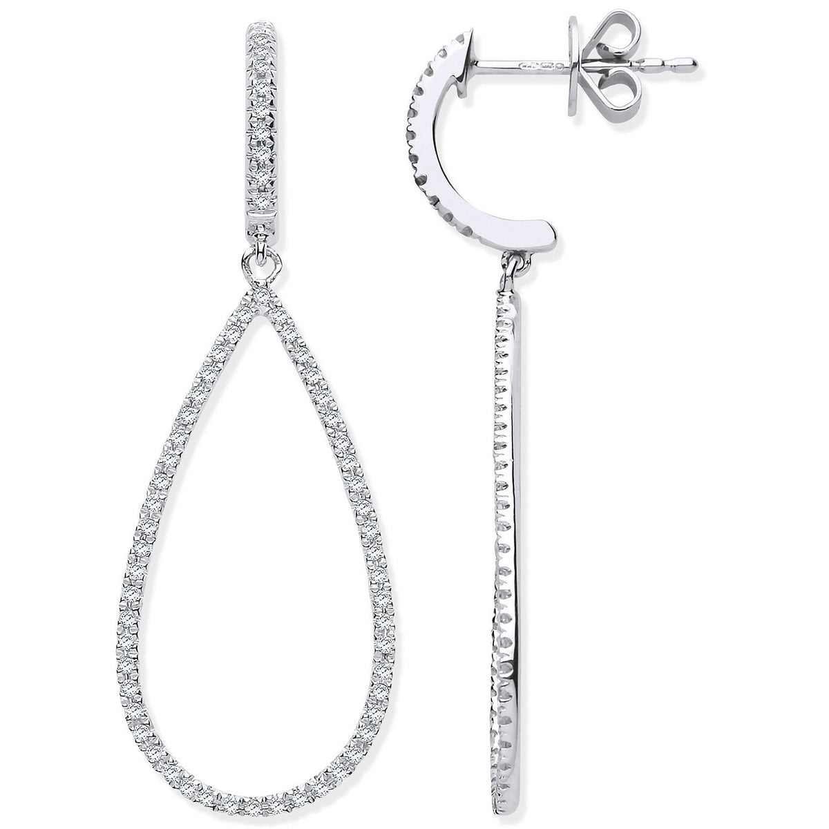 9ct White Gold 0.35ct Diamond Drop Earrings
