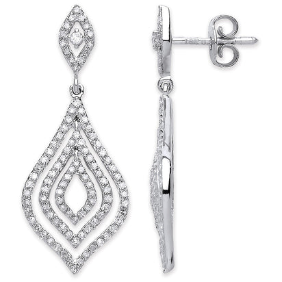 18ct White Gold 0.75ct Dia Drop Earrings