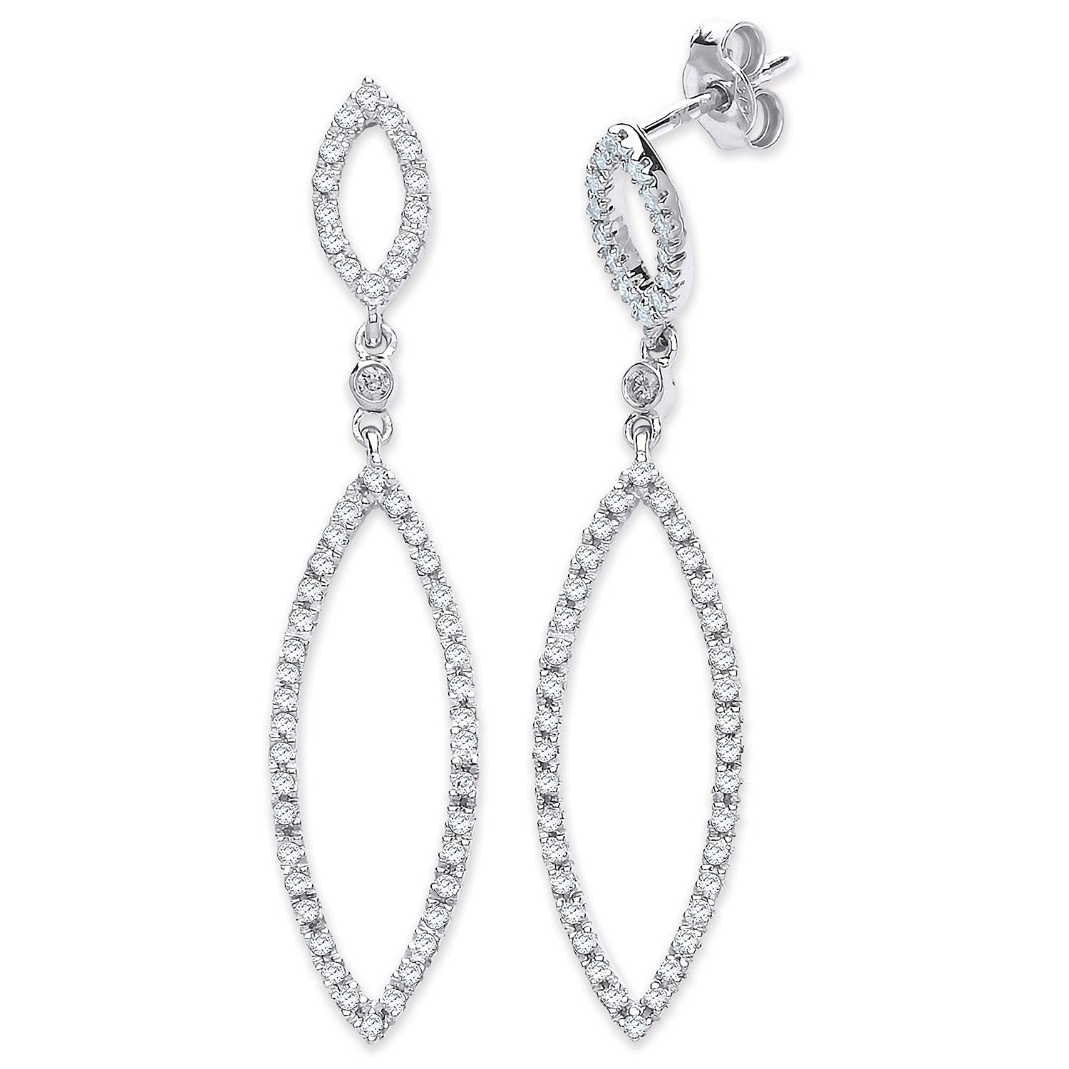 9ct White Gold 0.50ct Dia Drop Earrings