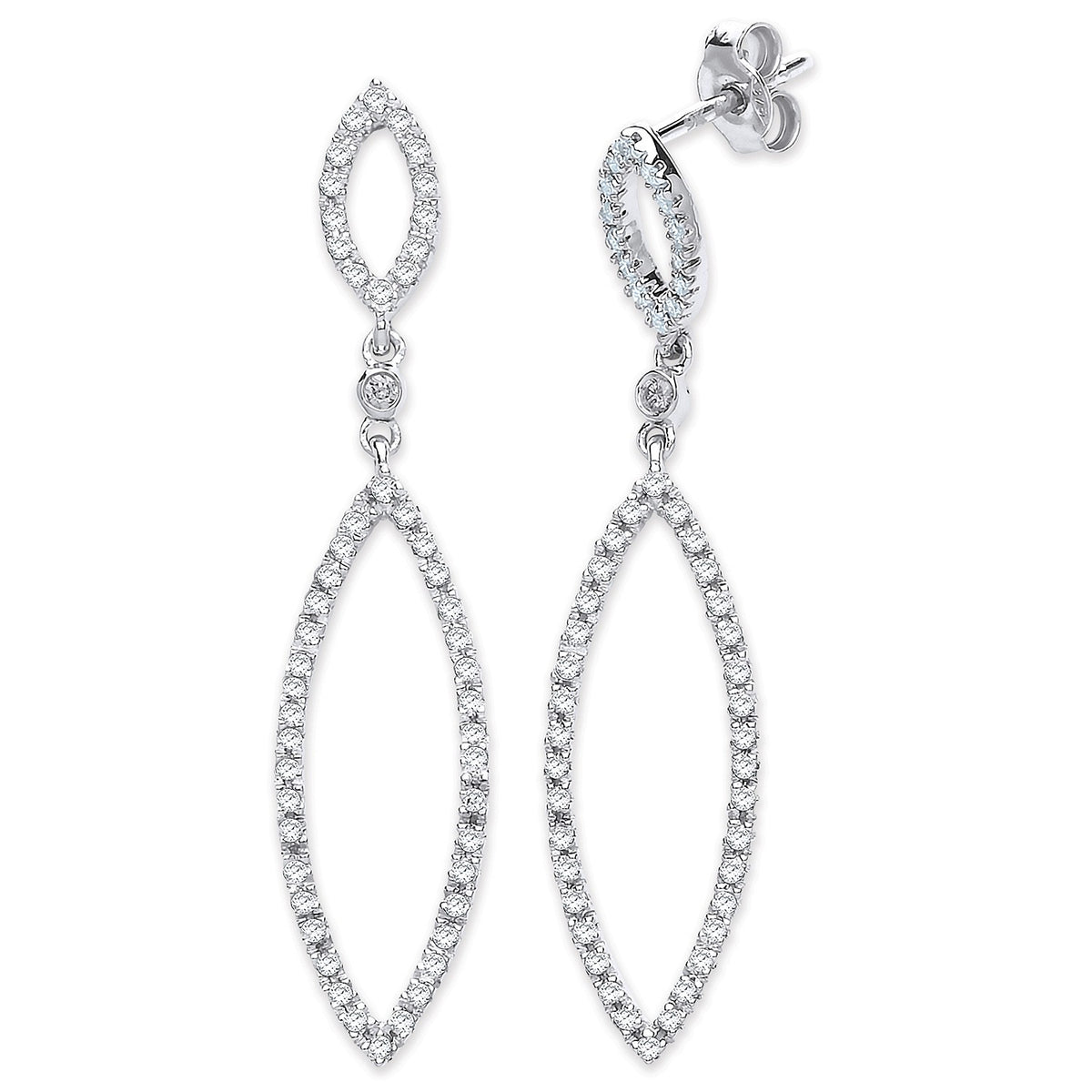 9ct White Gold 0.50ct Dia Drop Earrings