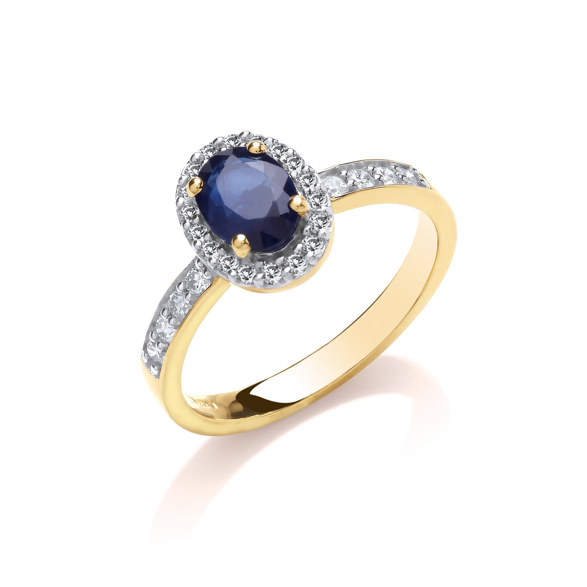 9ct 0.30ct Diamond &amp; Oval Sapphire yellow Gold Ring