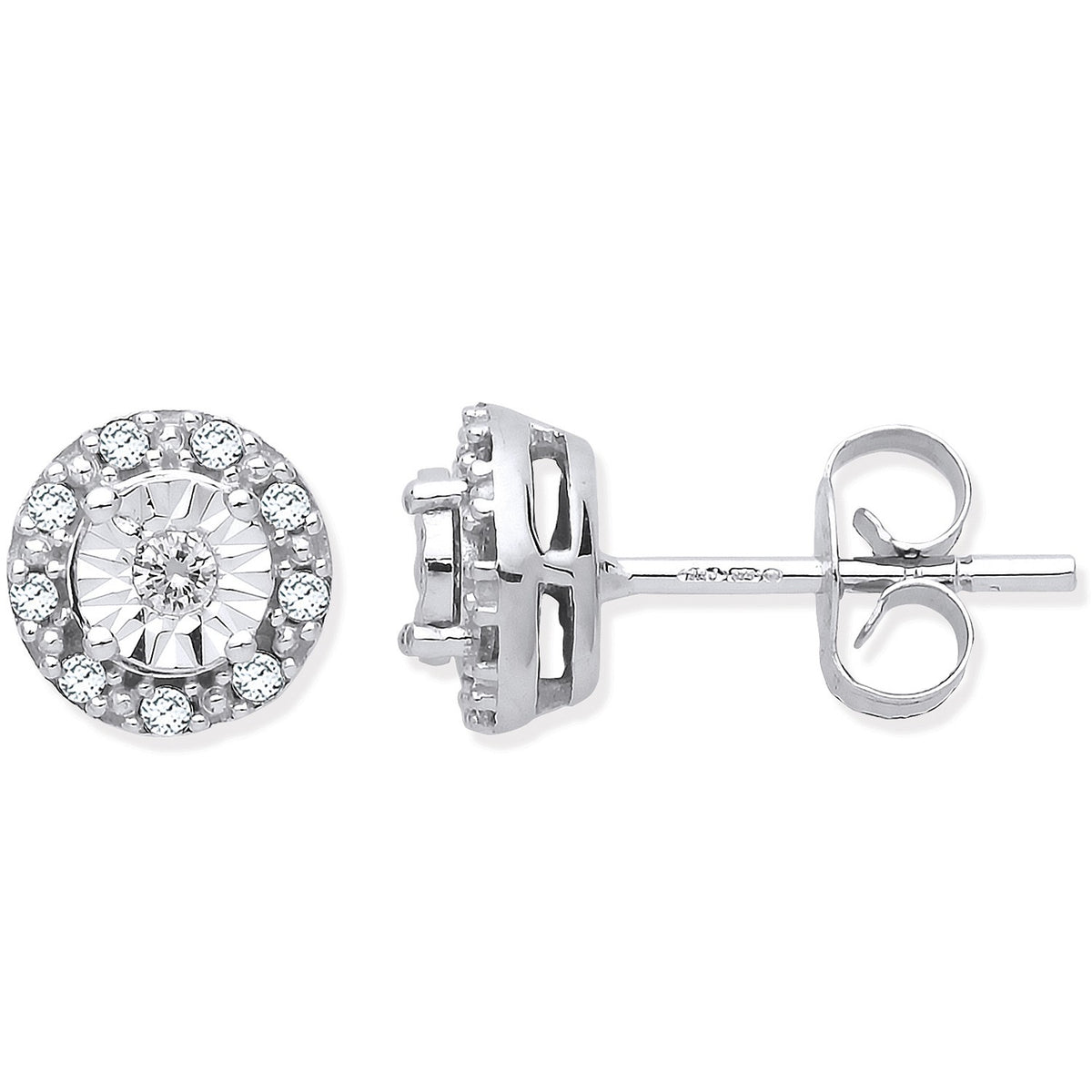 9ct White Gold 0.13ct Dia Stud Earrings