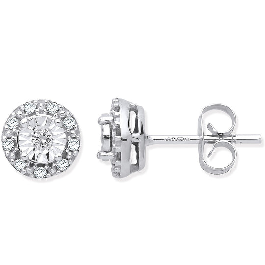 9ct White Gold 0.13ct Dia Stud Earrings