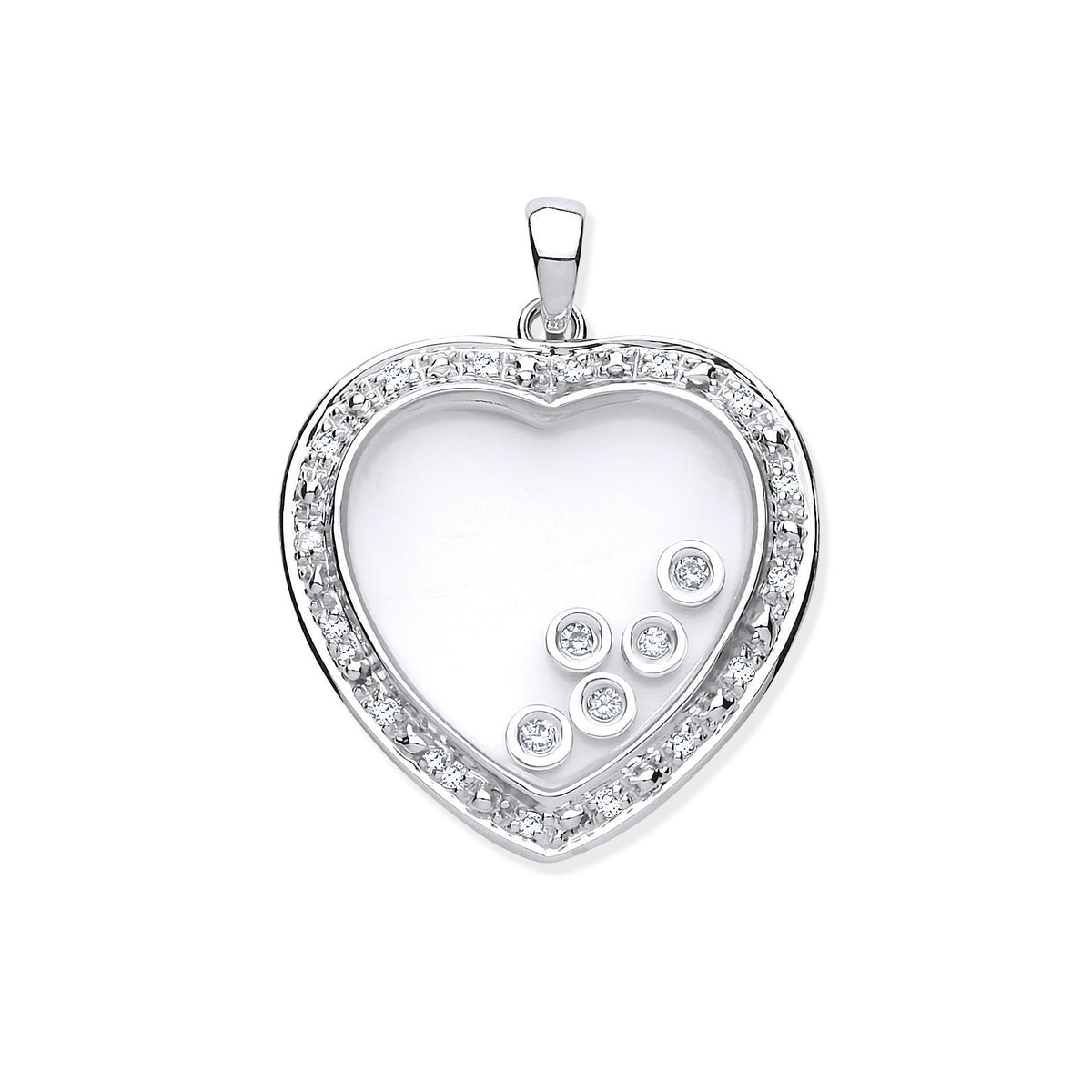 9ct White Gold 0.13ct Heart Shape Diamond Pendant
