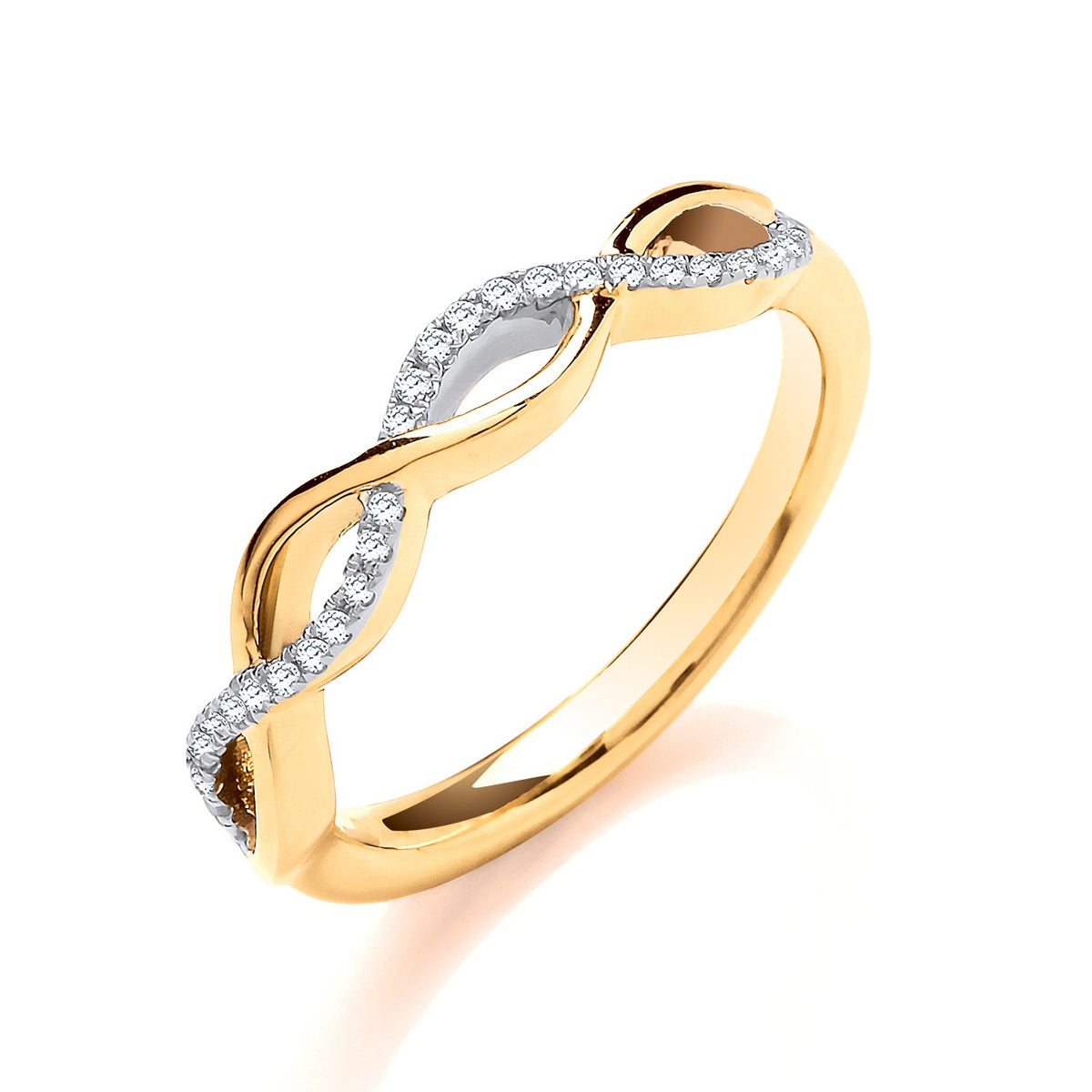 9ct Yellow Gold 0.10ctw Entwined Diamond Ring
