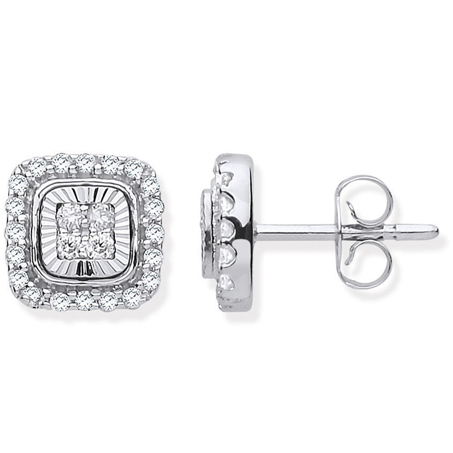 9ct Diamond Milled Bezel 0.33ctw Diamond Earrings